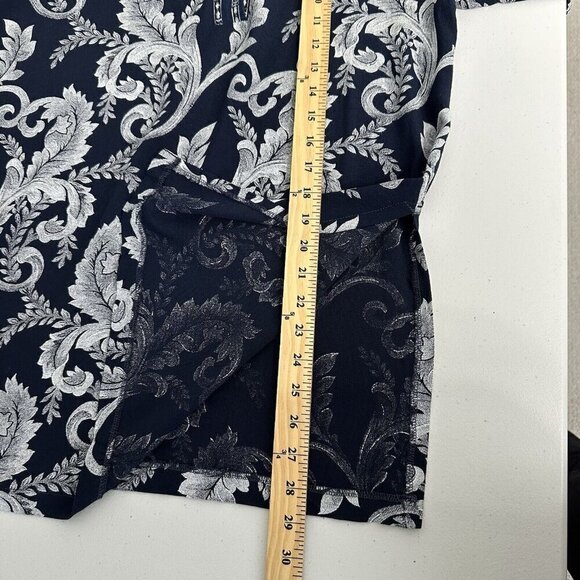 Suttles and Seawinds Tunic Top Size M L Floral Blue Art to wear Slit Side - Picture 12 of 13